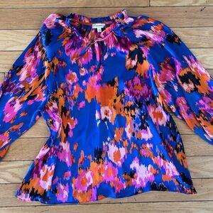 Eesome Blue and Pink Abstract Blouse